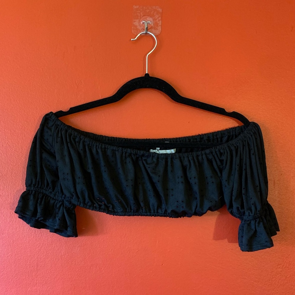 Off the shoulder black crop top